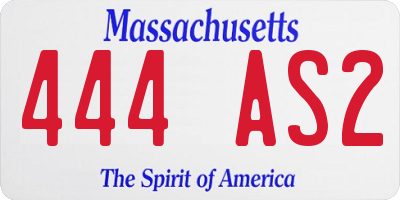 MA license plate 444AS2