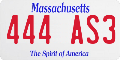 MA license plate 444AS3