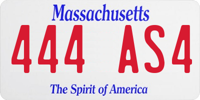 MA license plate 444AS4