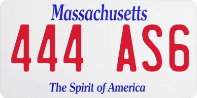 MA license plate 444AS6