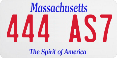MA license plate 444AS7