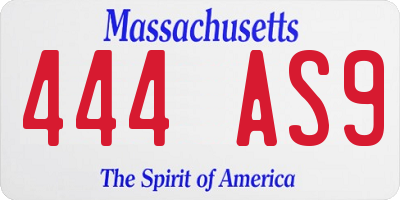 MA license plate 444AS9