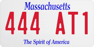 MA license plate 444AT1