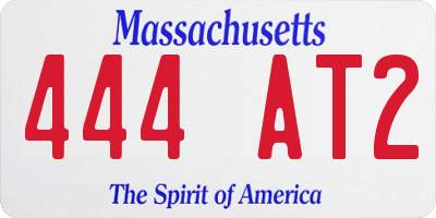 MA license plate 444AT2