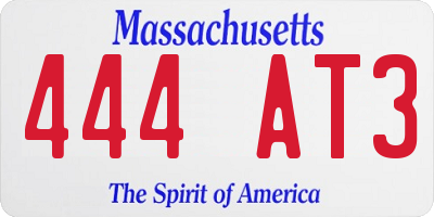 MA license plate 444AT3