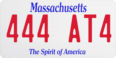 MA license plate 444AT4