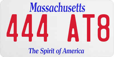 MA license plate 444AT8