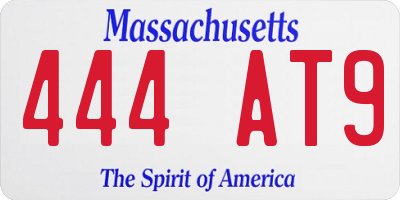 MA license plate 444AT9