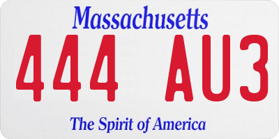 MA license plate 444AU3