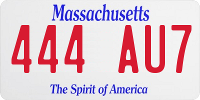 MA license plate 444AU7