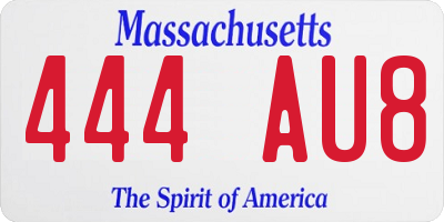 MA license plate 444AU8
