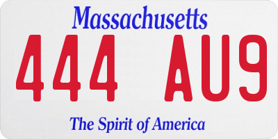 MA license plate 444AU9