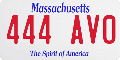 MA license plate 444AV0