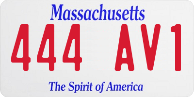 MA license plate 444AV1