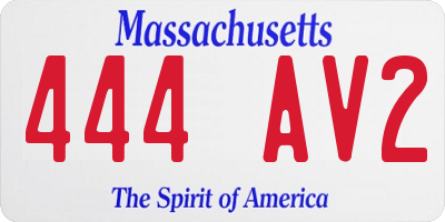 MA license plate 444AV2