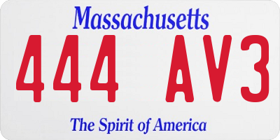 MA license plate 444AV3