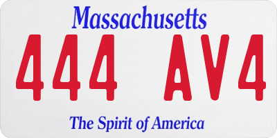 MA license plate 444AV4