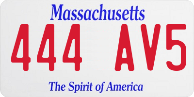 MA license plate 444AV5