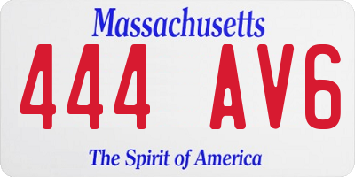 MA license plate 444AV6