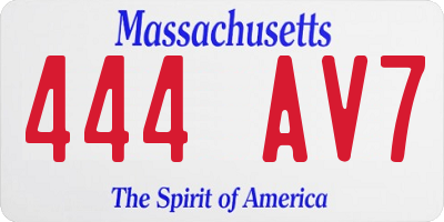 MA license plate 444AV7