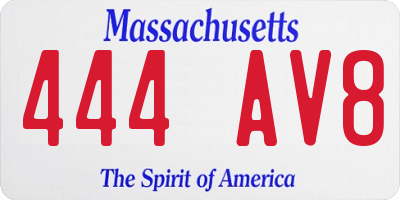 MA license plate 444AV8