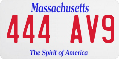 MA license plate 444AV9