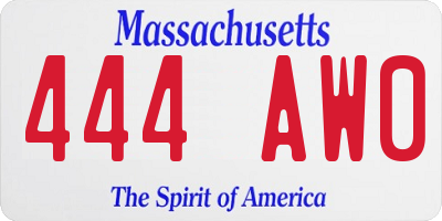 MA license plate 444AW0