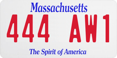 MA license plate 444AW1