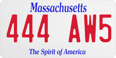 MA license plate 444AW5