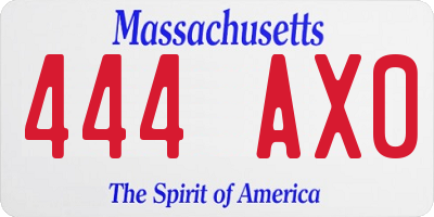 MA license plate 444AX0