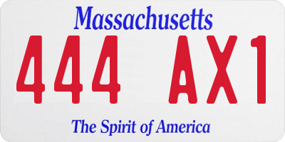 MA license plate 444AX1