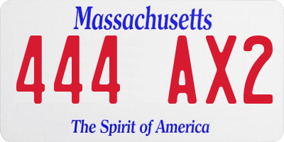 MA license plate 444AX2