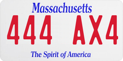 MA license plate 444AX4