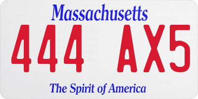 MA license plate 444AX5