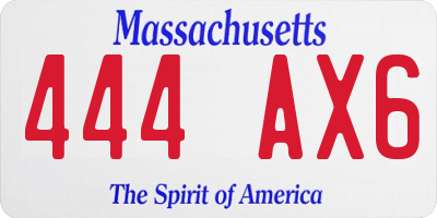 MA license plate 444AX6