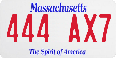 MA license plate 444AX7