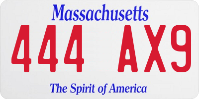 MA license plate 444AX9