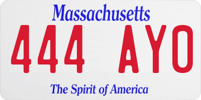 MA license plate 444AY0
