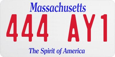 MA license plate 444AY1