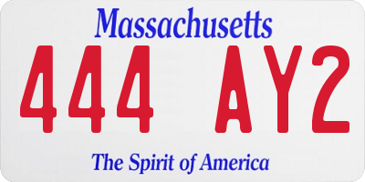 MA license plate 444AY2