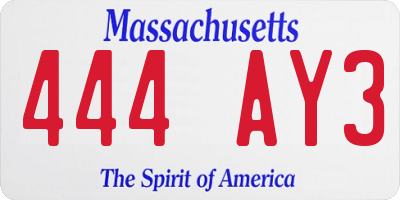 MA license plate 444AY3