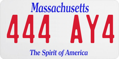 MA license plate 444AY4