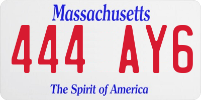 MA license plate 444AY6