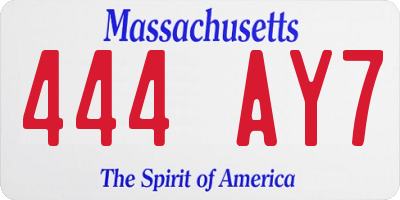MA license plate 444AY7
