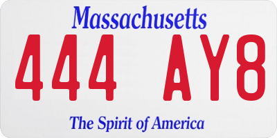 MA license plate 444AY8