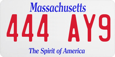 MA license plate 444AY9