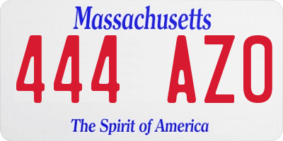 MA license plate 444AZ0