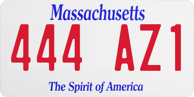 MA license plate 444AZ1
