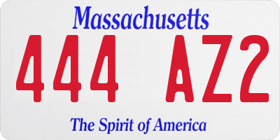 MA license plate 444AZ2