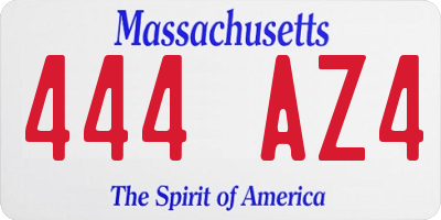 MA license plate 444AZ4